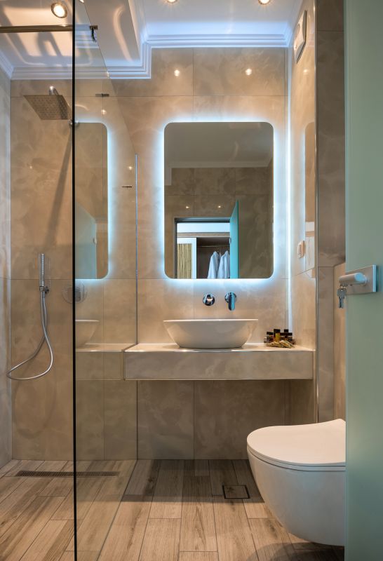 Backlit Mirror and Recessed Storage